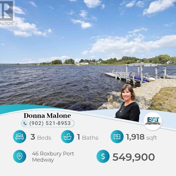 Private wharf, floating dock and move-in-ready waterfront living in Port Medway. 3 bedrooms + den, renovated bath, decks and coastal views.