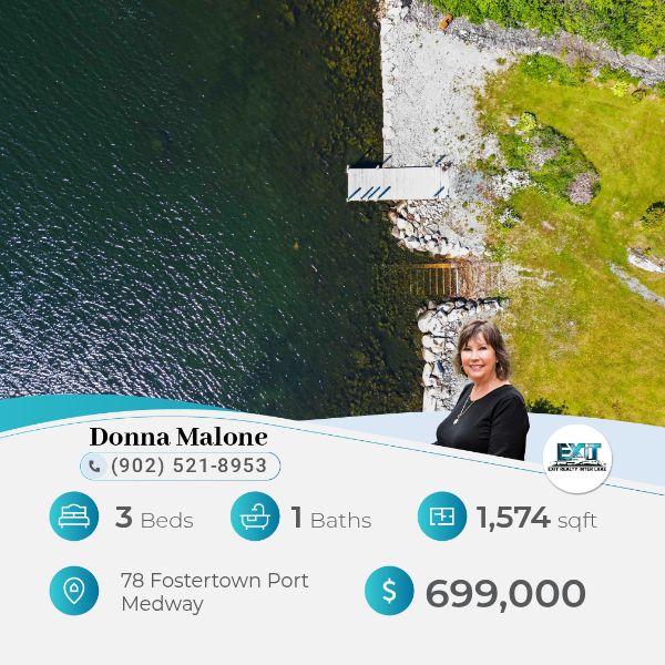 Private 1.3-acre waterfront retreat in Port Medway with ocean views, private wharf, 3 bedrooms, generator, gardens and four outbuildings.